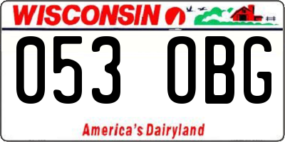 WI license plate 053OBG