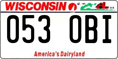 WI license plate 053OBI