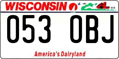 WI license plate 053OBJ