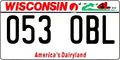 WI license plate 053OBL