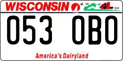 WI license plate 053OBO
