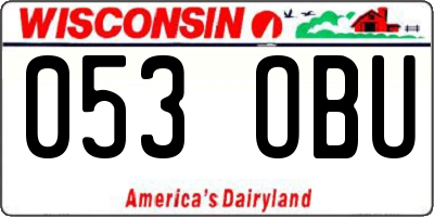 WI license plate 053OBU