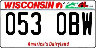 WI license plate 053OBW