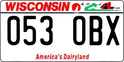 WI license plate 053OBX