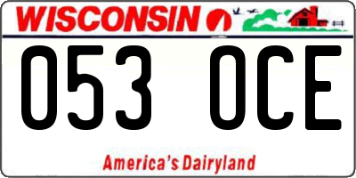 WI license plate 053OCE