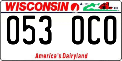 WI license plate 053OCO