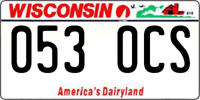 WI license plate 053OCS
