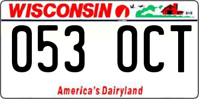 WI license plate 053OCT
