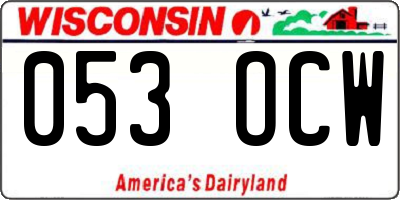 WI license plate 053OCW