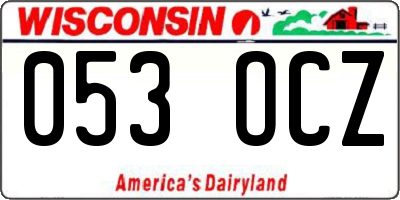 WI license plate 053OCZ