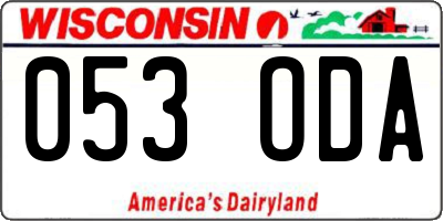 WI license plate 053ODA