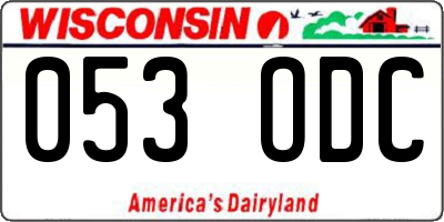 WI license plate 053ODC