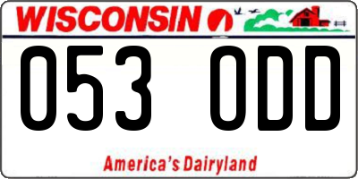 WI license plate 053ODD