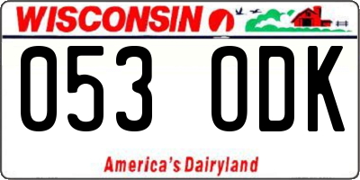 WI license plate 053ODK
