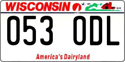 WI license plate 053ODL