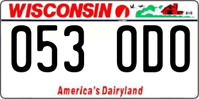 WI license plate 053ODO