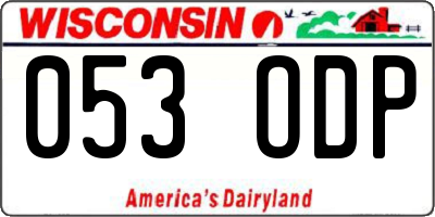 WI license plate 053ODP