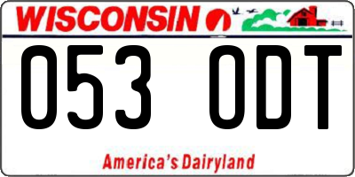 WI license plate 053ODT