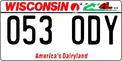 WI license plate 053ODY