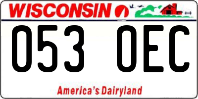 WI license plate 053OEC