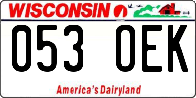 WI license plate 053OEK