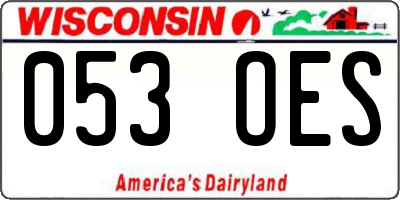 WI license plate 053OES