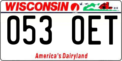 WI license plate 053OET