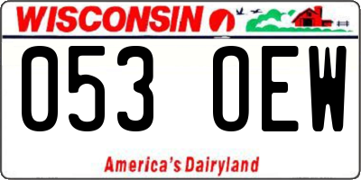 WI license plate 053OEW