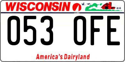 WI license plate 053OFE