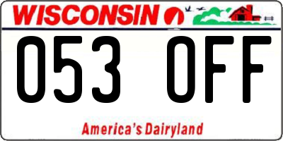 WI license plate 053OFF
