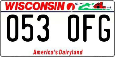 WI license plate 053OFG