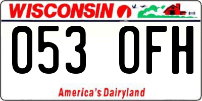 WI license plate 053OFH