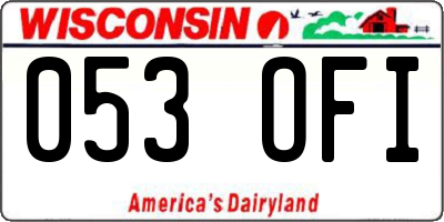WI license plate 053OFI