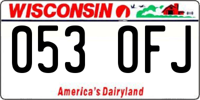 WI license plate 053OFJ