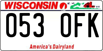 WI license plate 053OFK