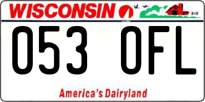 WI license plate 053OFL