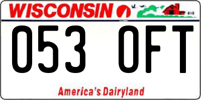 WI license plate 053OFT