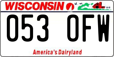 WI license plate 053OFW