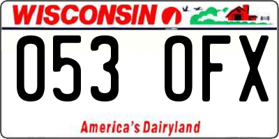 WI license plate 053OFX