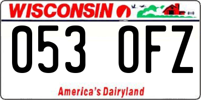 WI license plate 053OFZ