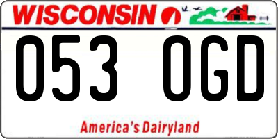 WI license plate 053OGD