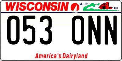 WI license plate 053ONN