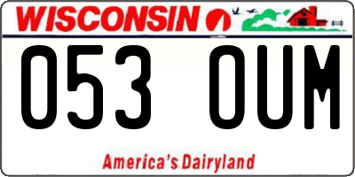 WI license plate 053OUM
