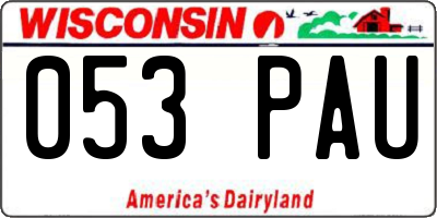 WI license plate 053PAU