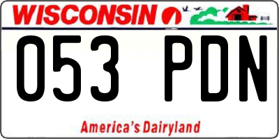 WI license plate 053PDN