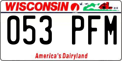 WI license plate 053PFM