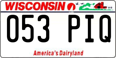 WI license plate 053PIQ