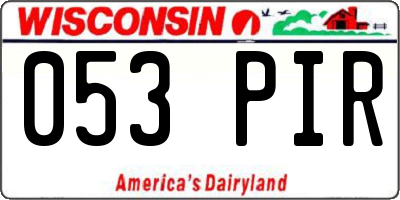 WI license plate 053PIR