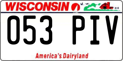 WI license plate 053PIV