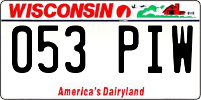 WI license plate 053PIW